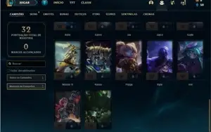 Conta platina 2 com 32 Champs e 8 Skins + 6 Fragmentos