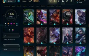 Unranked com TODOS os champs e 166 Skins ( ADC / MID / JG )