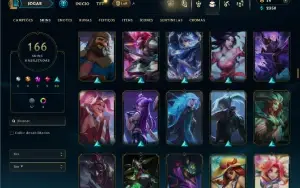 Unranked com TODOS os champs e 166 Skins ( ADC / MID / JG )