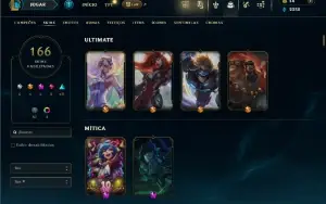 Unranked com TODOS os champs e 166 Skins ( ADC / MID / JG )