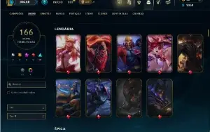 Unranked com TODOS os champs e 166 Skins ( ADC / MID / JG )