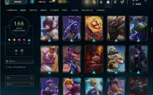 Unranked com TODOS os champs e 166 Skins ( ADC / MID / JG )