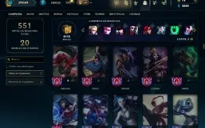 Unranked com TODOS os champs e 166 Skins ( ADC / MID / JG )