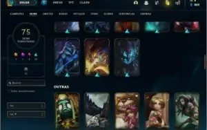 Conta prata 4 com 75 skins e 124 champs