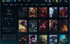 Conta prata 4 com 75 skins e 124 champs