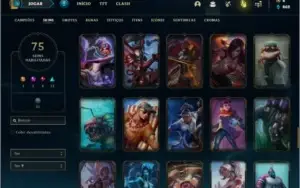 Conta prata 4 com 75 skins e 124 champs