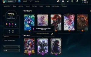 Conta prata 4 com TODOS os champs e 229 Skins + 86 Cromas
