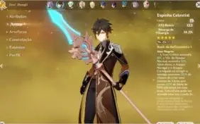 Genshin Impact AR27 - Keqing, Zhongli (c/ lança 5*)