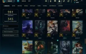 Unranked com 100 Champs e 129 Skins ( JG / TOP )