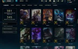 Unranked com 100 Champs e 129 Skins ( JG / TOP )