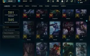 Unranked com 100 Champs e 129 Skins ( JG / TOP )
