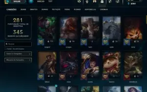 Unranked com 100 Champs e 129 Skins ( JG / TOP )
