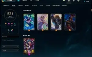 conta league of legends unranked / 231 skins -