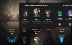 Conta mono riven com skin prestigio 2019 e 2022