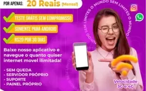 Internet móvel ilimitada você conectado 24 horas por dia