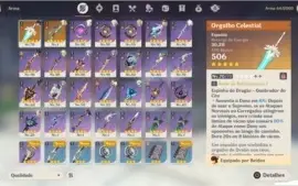 Conta Genshin Impact com vários personagens 5* Lvl 90