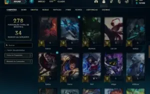 Conta Unranked com 70 Champs e 22 Skins