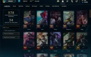 Conta Unranked com 70 Champs e 22 Skins