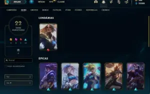 Conta Unranked com 70 Champs e 22 Skins