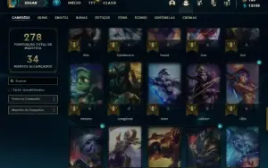 Conta Unranked com 70 Champs e 22 Skins