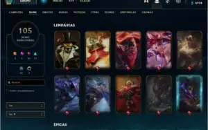 Conta League of Legends PLATINA IV mais de 100 skins