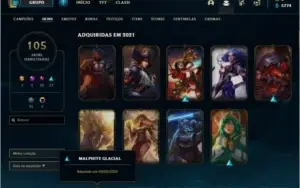 Conta League of Legends PLATINA IV mais de 100 skins