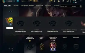 Unranked com 65 Champs e 15 Skins + 10 Fragmentos