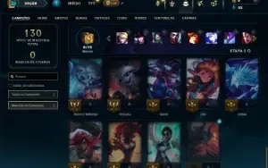 Unranked com 65 Champs e 15 Skins + 10 Fragmentos