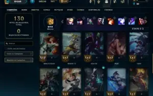 Unranked com 65 Champs e 15 Skins + 10 Fragmentos