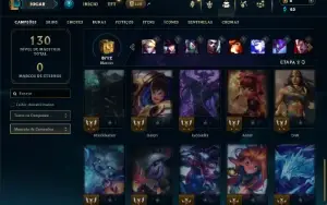 Unranked com 65 Champs e 15 Skins + 10 Fragmentos