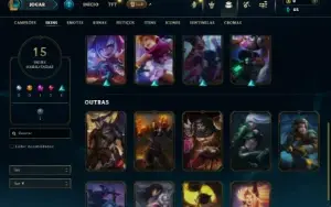 Unranked com 65 Champs e 15 Skins + 10 Fragmentos