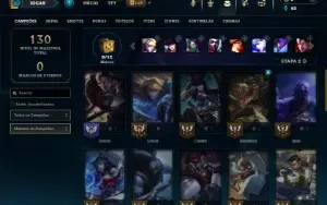 Unranked com 65 Champs e 15 Skins + 10 Fragmentos