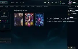 CONTAS DE LOL PRATA E OURO