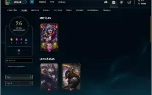 Conta bronze 2 afundada com 52 champs e 26 skins