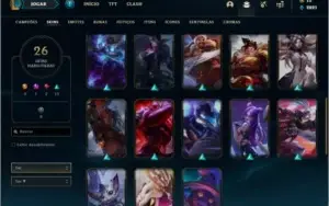 Conta bronze 2 afundada com 52 champs e 26 skins