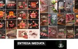 Pack 40 Arte Açougue Editável No Canva+story