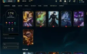 Conta ouro 3 com TODOS os champs e 174 Skins