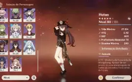 Ar45. Hutao + báculo, Zhongli, ganyu, eula, andarilho e mais