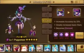 Reroll Summoners War lvl10 com Puppeteer Dark - Zenisek