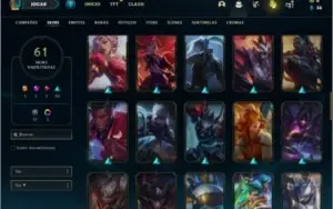 Conta bronze 1 com 1000 jogos 61 skins e 140 champs