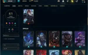 Conta bronze 1 com 1000 jogos 61 skins e 140 champs