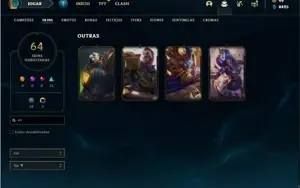 Conta ouro 4 com 96 Champs e 64 Skins + 4 Vitoriosas