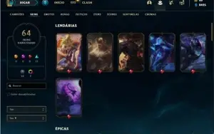Conta ouro 4 com 96 Champs e 64 Skins + 4 Vitoriosas