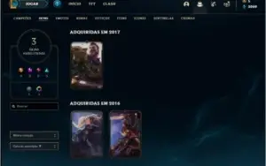 Conta unranked de 2014 com 3 skins e 22 champs