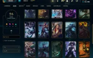 Conta Unranked 100 Champs e 26 Skin + 3 Raras + Icones Raros