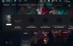 Conta Unranked 100 Champs e 26 Skin + 3 Raras + Icones Raros