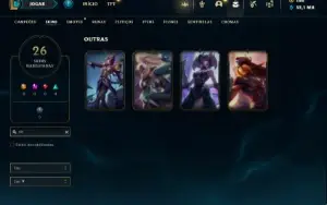 Conta Unranked 100 Champs e 26 Skin + 3 Raras + Icones Raros