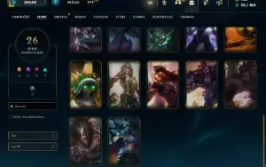 Conta Unranked 100 Champs e 26 Skin + 3 Raras + Icones Raros