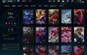Ferro 1 com TODOS os champs e 341 Skins + 24 Maestrias 7