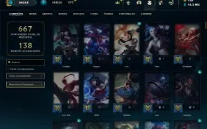 Ferro 1 com TODOS os champs e 341 Skins + 24 Maestrias 7